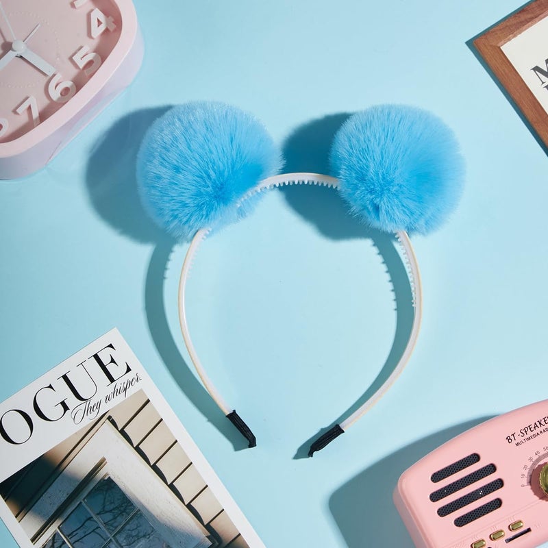 Homtable 12 Pcs Small Faux Fur Pom Pom Balls 2.75 in Fur Fluffy Pompom Ball with Elastic Loop for Hats, Shoes, Scarves, Gloves, Bags, Key Chain Charms Accessories, 2 3/4 inches (Light Blue) - Image 5